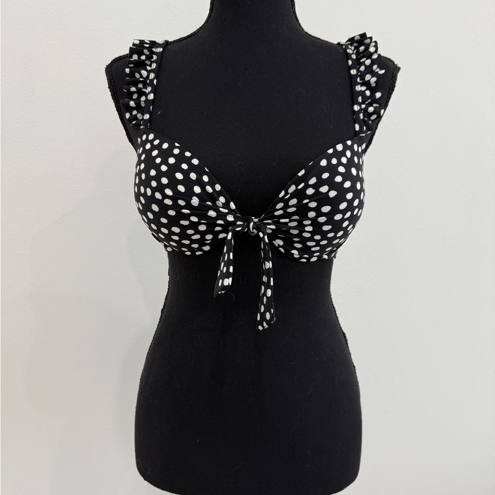 California Waves Black and White Polka Dot Bikini Top